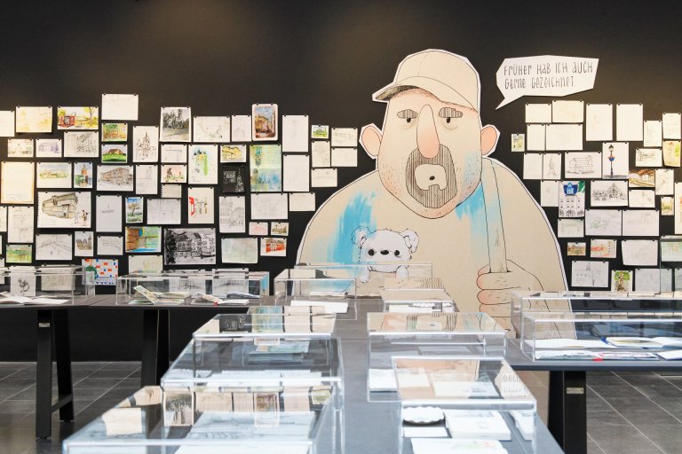 Blick in die Ausstellung Urban Sketching